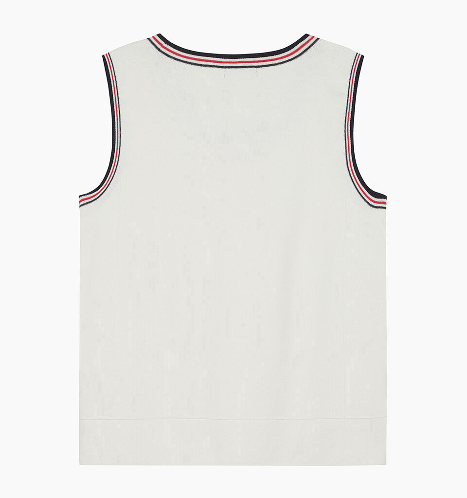 Cream knitted tank top with text - null - Branco Nata | Sisley K image number 3